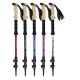 Telescopic trekking pole with aviation-grade aluminum body, cork EVA handle, and carbon steel tip in various colors.
