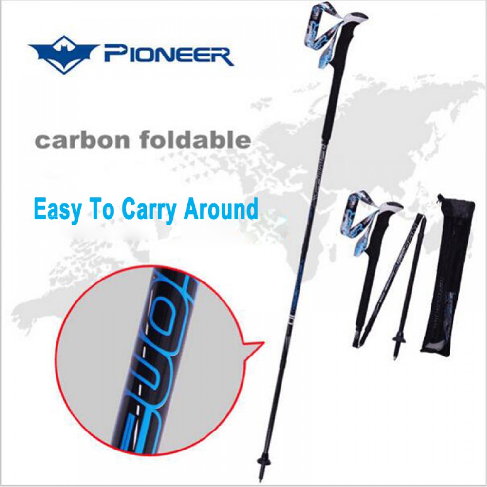 Pioneer E674K Carbon Fiber Trekking Poles, 115cm/125cm, Ultra-Lightweight and Foldable, with Storage Bag