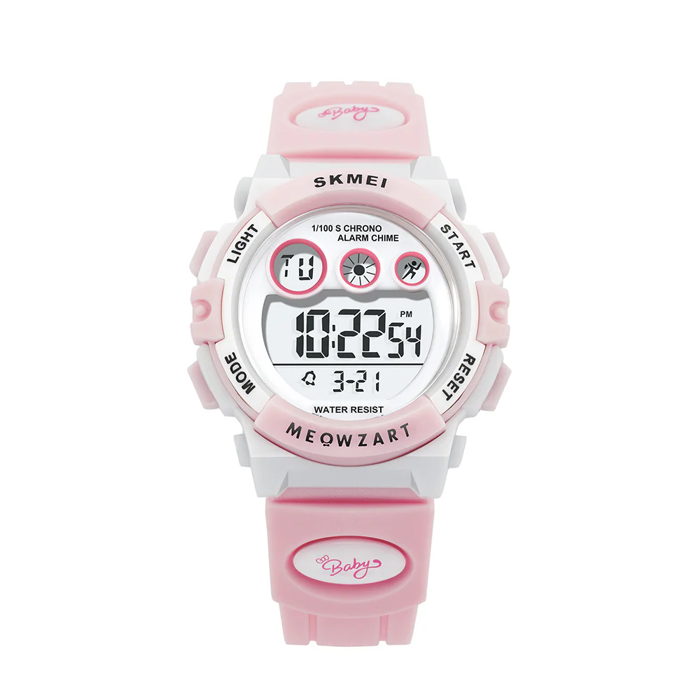 Waterproof Kids Digital Sports Watch Blue and Orange Colorful kids digital sports watch featuring a blue and orange resin strap, large LCD display, alarm and stopwatch functions, water-resistant design, and easy-to-read interface for everyday wear, school, and outdoor activities.